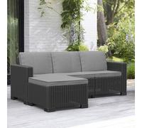 Keter California Chaise Graphite Resin 3 Seater Garden Furniture Set With Footstool