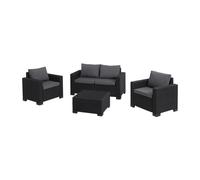 Keter California 4 Seater Outdoor Garden Furniture Lounge Set - Graphite with Grey Cushions