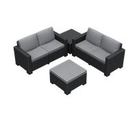 Keter California Double 2 Seater 83% recycled Outdoor Garden Furniture Chaise Lounge Set - Graphite with Grey Cushions
