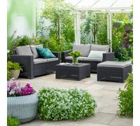 Keter California Graphite Resin 4 Seater Garden Furniture Set With Double Sofa & Footstool