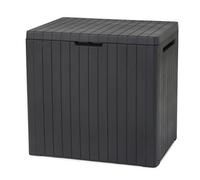 Keter City Box Graphite Wood Effect Flat Garden Storage 113L