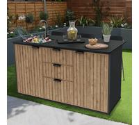 Keter Compact Wood Effect Corner Outdoor Kitchen Unit Set