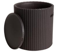 Keter Cool Stool Brown 44cm 39L Garden Table Box Rattan Look Cooler Weatherproof