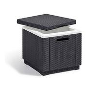 Keter Cooler Box Ice Cube Graphite Outdoor Beverage Wicker Cooler Side Table