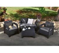 Keter Corfu Graphite Outdoor 4 Seater Rattan Sofa Furniture