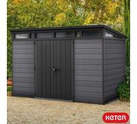 Keter Cortina 11Ft 2" X 7Ft 2" Garden Storage Shed, Wood-Effect Evotech Composite Panels, Double Doors, Heavy-Duty Floor