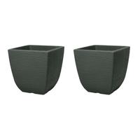 Keter Cotswold Planter 38Cm Square, Marble Green, Pack Of 2