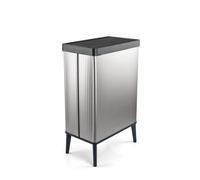 Keter Curver Verto 54 L High Waste Bin, Push Lid, Sl esign, Easy Assembly, Recycling Friendly, Pearl Silver