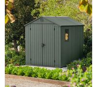 Keter Darwin 8X6 Ft Apex Green Plastic 2 Door Shed With Floor & 1 Window (Base Included)