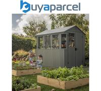 Keter Darwin 6x8ft Outdoor Garden Potting Shed Store Green Wood Effect Resin