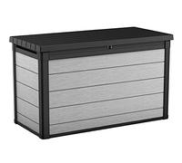 Keter Denali 200 Gallon Resin Large Deck Box with Double Wall 20mm Panels - Paintable and Drillable-Organization and Storage for Patio Furniture and Outdoor Items, Grey & Black
