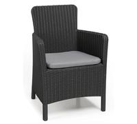 Keter Dining Chair Black Garden Chair With Seat Cushion Terrace Indoor Balcony