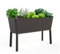 Keter Easy 31.7 Gallon Raised Garden Bed with Self Watering Planter Box and Drainage Plug-Perfect for Growing Fresh Vegetables, Flowers and Herbs, Graphite