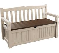 Keter Eden Bench 265 L Outdoor 60% Recycled Garden Furniture Storage Box Beige & Brown Wood Panel Effect Fade Free All Weather