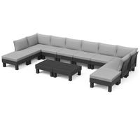Keter Elements 10 Seater Garden Corner Sofa Set - Grey