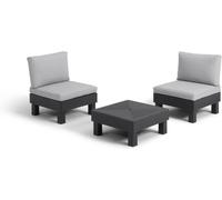 Keter Elements 2 Seater, Modular Balcony Set, Graphite with Grey Cushions