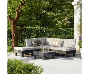 Keter Elements 5 Seater Plastic Garden Sofa Set - Grey