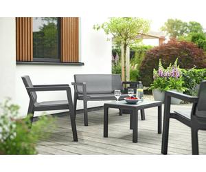 Keter Emily 4 Seater Plastic Garden Sofa Set - Dark Grey