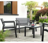 Keter Emily Graphite Grey Rattan Effect 4 Seater Garden Furniture Set