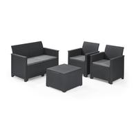 Keter Emma 4 Seater Rattan Effect Garden Sofa Set - Grey