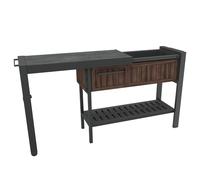 Keter Signature Single Drawer Single Shelf Rosewood Extendable Hosting Party Table Station - Size: 90 x 112 x 43cm - Wilko