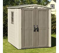 Keter Factor 6X6 Ft Apex Beige Plastic 2 Door Shed With Floor & 1 Window