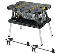 Keter Folding Work Table, Portable Workbench w/ 12" Clamps for Garage/Wood Shop