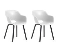 Keter Garden Chairs 2pcs White Polypropylene Metal Legs Outdoor Patio Seating vi
