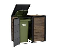 Keter Hideaway 240L Resin X2 Base Unit Bin Storage - Walnut Brown (W)138.1Cm (D)84.3Cm (H)121.2Cm