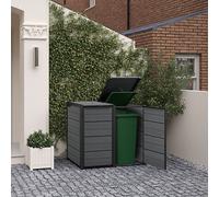 Keter Hideaway X2 240L Bin Storage Grey Outdoor Wheelie Container Shed Lockable