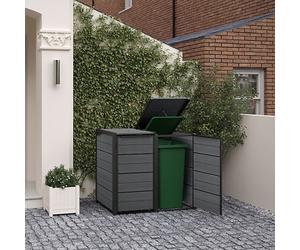 Keter Hideaway X2 240L Bin Storage Grey Outdoor Wheelie Container Shed Lockable