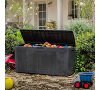 Keter Hollywood 270L Plastic Garden Storage Box - Anthracite (W)118Cm (D)45Cm (H)53.7Cm