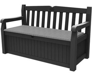 KETER ICENI EDEN PLASTIC GARDEN STORAGE BENCH BOX GREY WATERPROOF