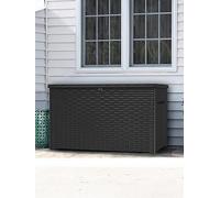 Keter Java 870 Liter Multipurpose Outdoor Patio Storage Deck Box Bench, Graphite