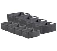 Curver Jute Basket Bundle 4x Small 4x Medium, Deep Shadow Grey