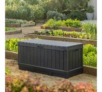 Keter Kentwood 350L Resin Garden Storage Box - Graphite 4X2 Ft (W)128Cm (D)53.6Cm (H)59Cm