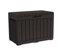 Keter Kentwood 50 Gallon Resin Deck Box-Organization and Storage for Patio Cushions, Throw Pillows and Garden Tools, Brown