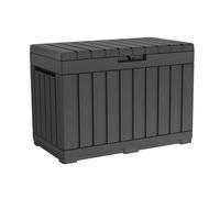 Keter Kentwood 50 Gallon Resin Deck Box-Organization and Storage for Patio Cushions, Throw Pillows and Garden Tools, Dark Grey