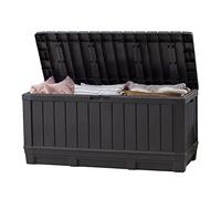 Keter Kentwood 90 Gallon Resin Deck Box-Organization and Storage for Patio Furniture Outdoor Cushions, Throw Pillows, Garden Tools and Pool Toys, Graphite