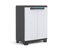 Keter Linear Plastic Cabinet, Low, Light Grey/Black/Blue, 68 x 39 x 90 cm