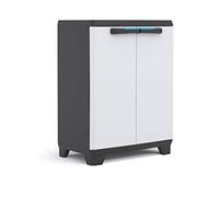 Keter Linear Plastic Cabinet, Low, Light Grey/Black/Blue, 68 x 39 x 90 cm