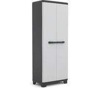 Keter Linear Plastic Tall Cabinet, Light Grey/Black/Blue 68 x 39 x 173 cm