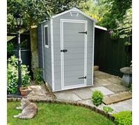 Keter Manor 6X4 Ft Gable Grey Plastic Shed With Floor & 1 Window