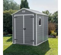 Keter Manor 8X6 Ft Gable Grey Plastic 2 Door Shed With Floor