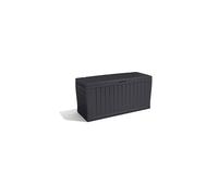 Keter Marvel+ 270L Outdoor 65% recycled Garden Furniture Storage Box Graphite Wood Panel Effect | Fade Free | All Weather Resistant | Safe and Secure