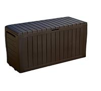 Keter Marvel Plus 71 Gallon Resin Deck Box-Organization and Storage for Patio Furniture Outdoor Cushions, Throw Pillows, Garden Tools and Pool Toys, Brown