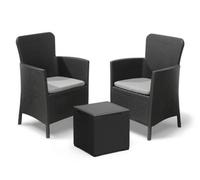 Keter Miami 2 Seater Balcony Set Grey, All-Weather Resistant, Easy To Clean, Fade-Free