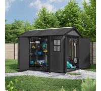 Keter Newton 7.5X11 Ft Resin 4 Door Shed With Floor & 2 Windows