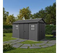 Keter Newton 7.5X13 Ft Resin 4 Door Shed With Floor & 2 Windows