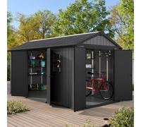 Keter Newton 7.5X15 Ft Resin 4 Door Shed With Floor & 2 Windows